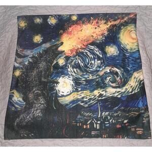 Godzilla King of the Monsters Van Gogh Starry Night Throw Pillow Case Decorative